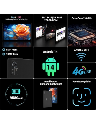 FASTWD P7-EEA Android 14 Tablet 11"...