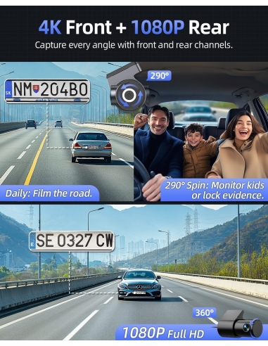 CIEVIE D100 4K Dash Cam Auto 1,5″...