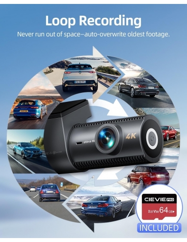 CIEVIE D100 4K Dash Cam Auto 1,5″...