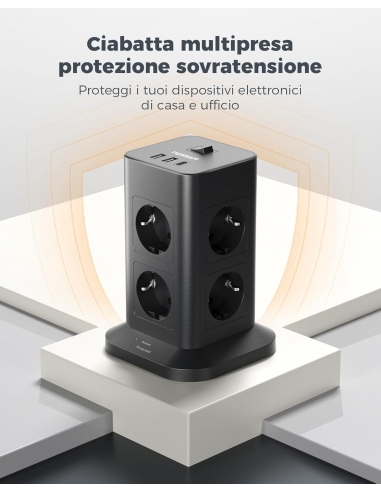 TESSAN TS-TP5 Multipresa con USB,...