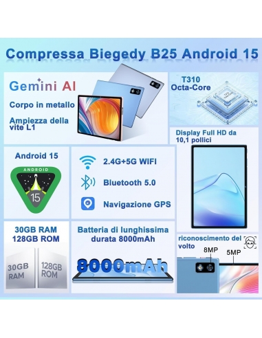Biegedy B25 Tablet 10" Android15 5G...