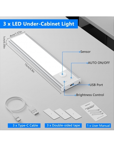 TOPPLEE Luce Sottopensile LED Sensore...