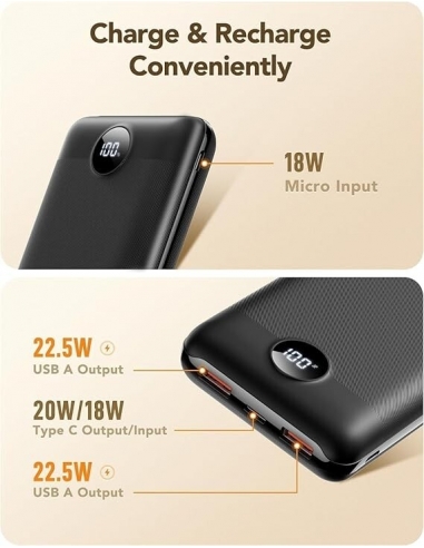 VEGER Power Bank 20000mAh 22.5W...
