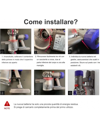 Batteria per Dyson V8  6000mAh 129,6...