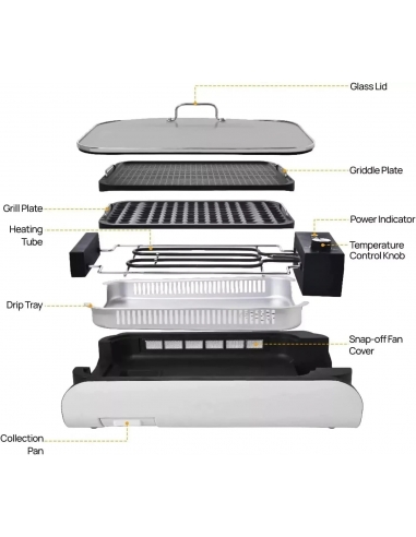 CALMDO CD-GR001 1000W Griglia...