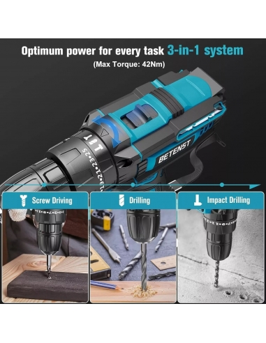 Trapano Avvitatore a Batteria 21V, 2...