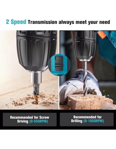 Trapano Avvitatore a Batteria 21V, 2...