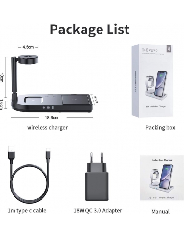 Stazione ricarica Wireless 4 In 1...