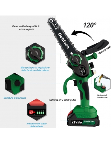 Goldsea Mini Motosega a Batteria 21V...