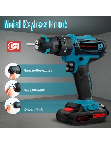 Trapano Avvitatore a batteria 21V, a...