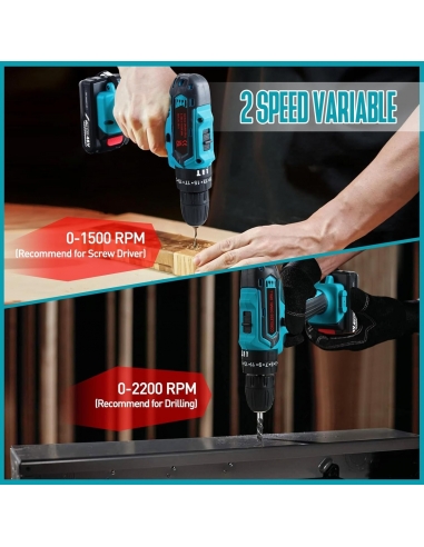 Trapano Avvitatore a batteria 21V, a...