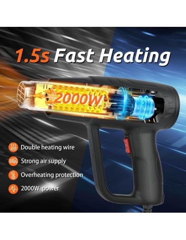 HEAT GUN Pistola di calore 2000 W,...