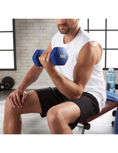 Coppia di manubri da 5kg in neoprene,...