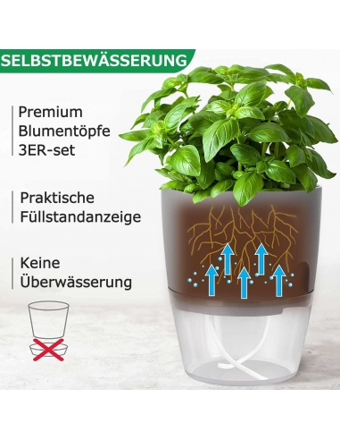 SELF PLANTERS Set di 3 vasi per erbe...