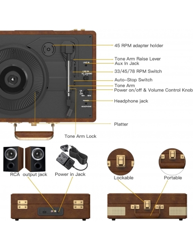 Trynnay Giradischi a 3 marce, lettore...