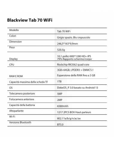 Blackview Tab 70 WIFI Tablet PC...