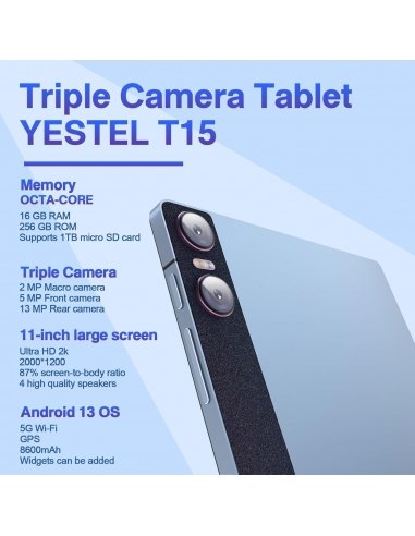 YESTEL T15 Tablet 11" Android16 GB...