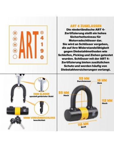 VINZ Catena Antifurto Moto ø11mm |...