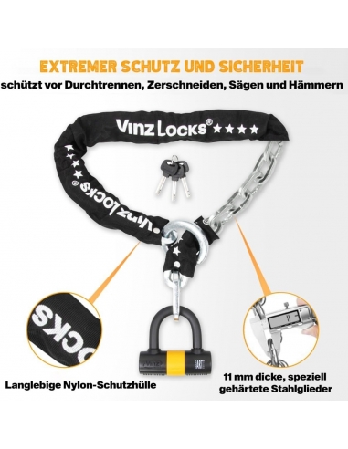 VINZ Catena Antifurto Moto ø11mm |...