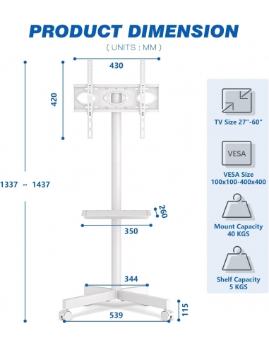 RFIVER Supporto TV da Pavimento Porta...