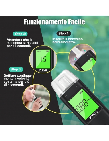 Pious Etilometro Portatile per Alcol...