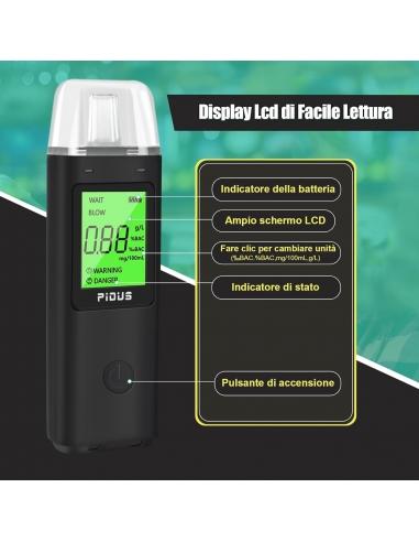 Pious Etilometro Portatile per Alcol...