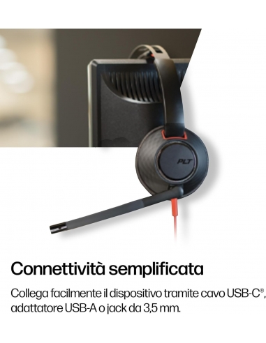 Poly Blackwire 5220, Cuffia Cablata...