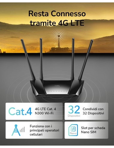 Cudy LT400 Router 4G LTE 300Mbps,...