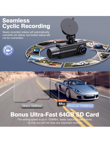 Shrinluck X5 4K WiFi 3 Canali Dash...