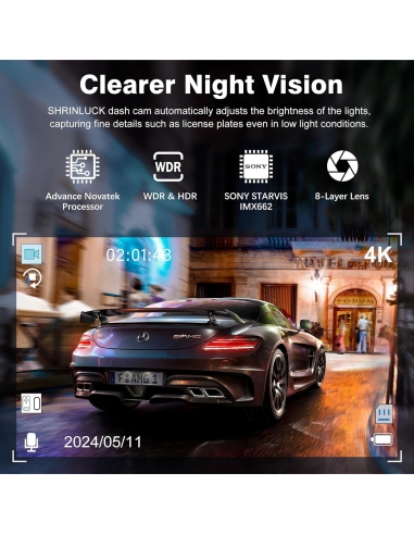 Shrinluck X5 4K WiFi 3 Canali Dash...