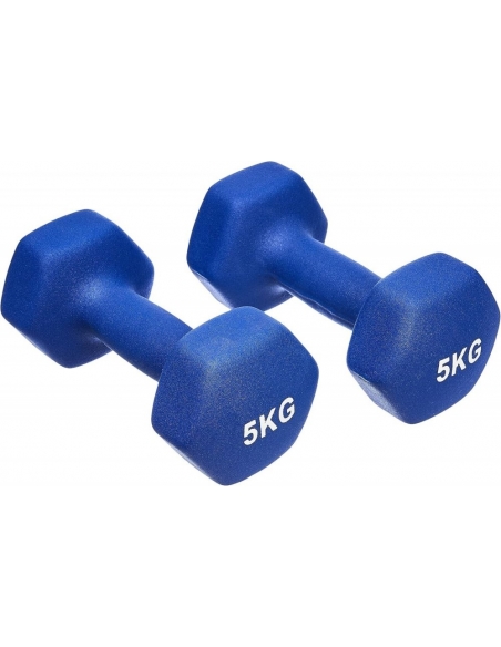 Coppia di manubri da 5kg in neoprene, adatti per attività fisica