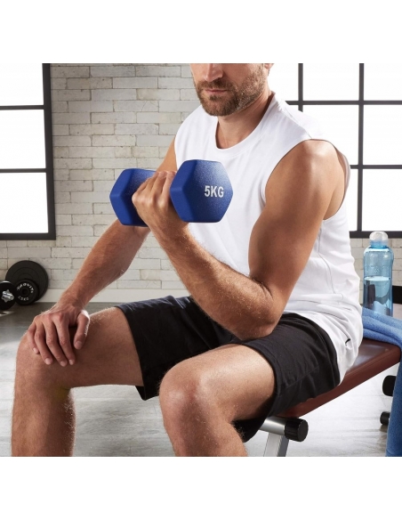 Coppia di manubri da 5kg in neoprene, adatti per attività fisica