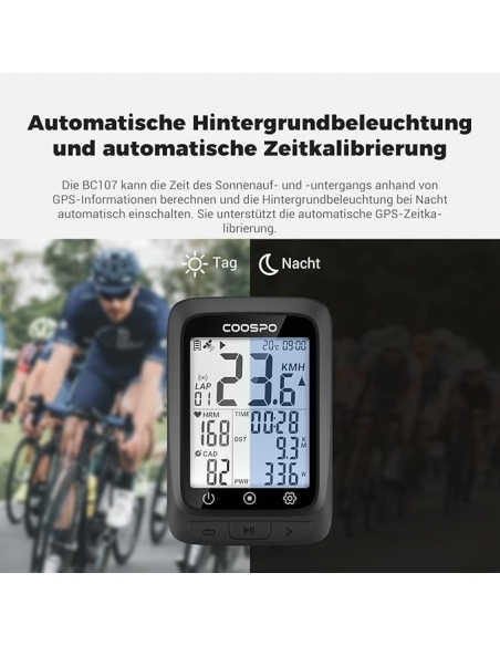 Coopso BC107 - Ciclocomputer GPS senza fili, computer da bicicletta, contachilom