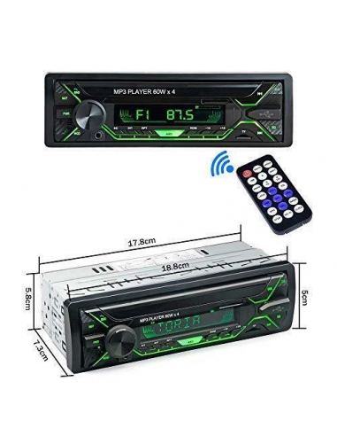 Autoradio Aigoss Bluetooth Stereo Auto 1 Din USB FM Ricevitore 60Wx4  Telecomando