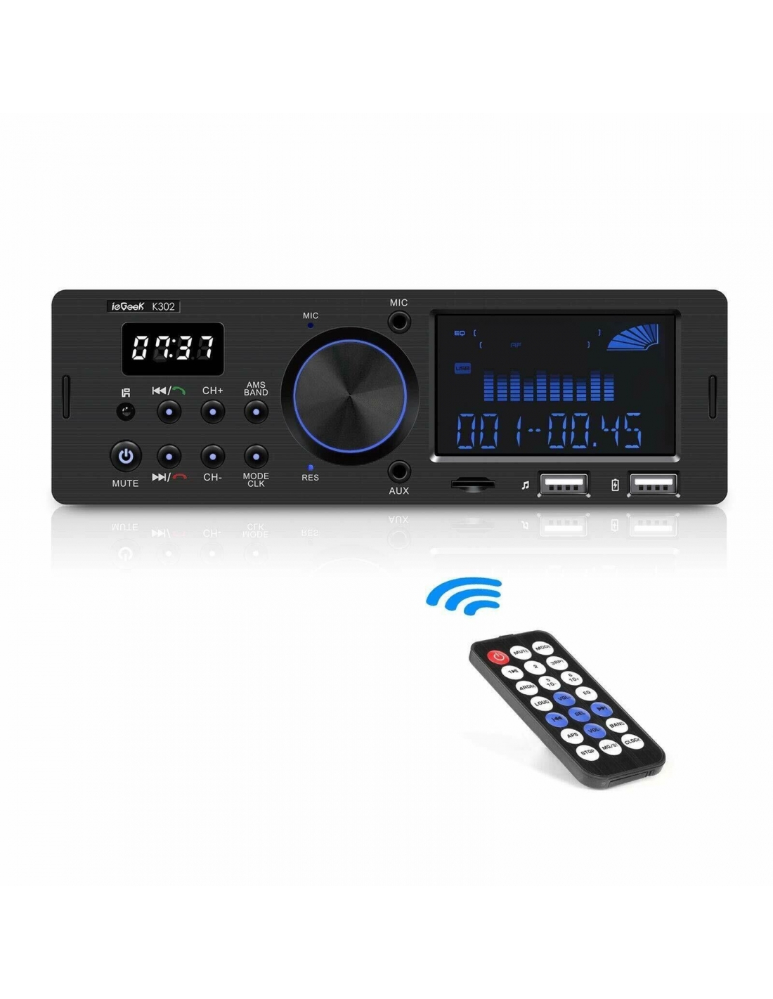 Autoradio ieGeek K305 RDS Bluetooth 5.0 Stereo FM/AM 1 DIN 4x60W 7 colori