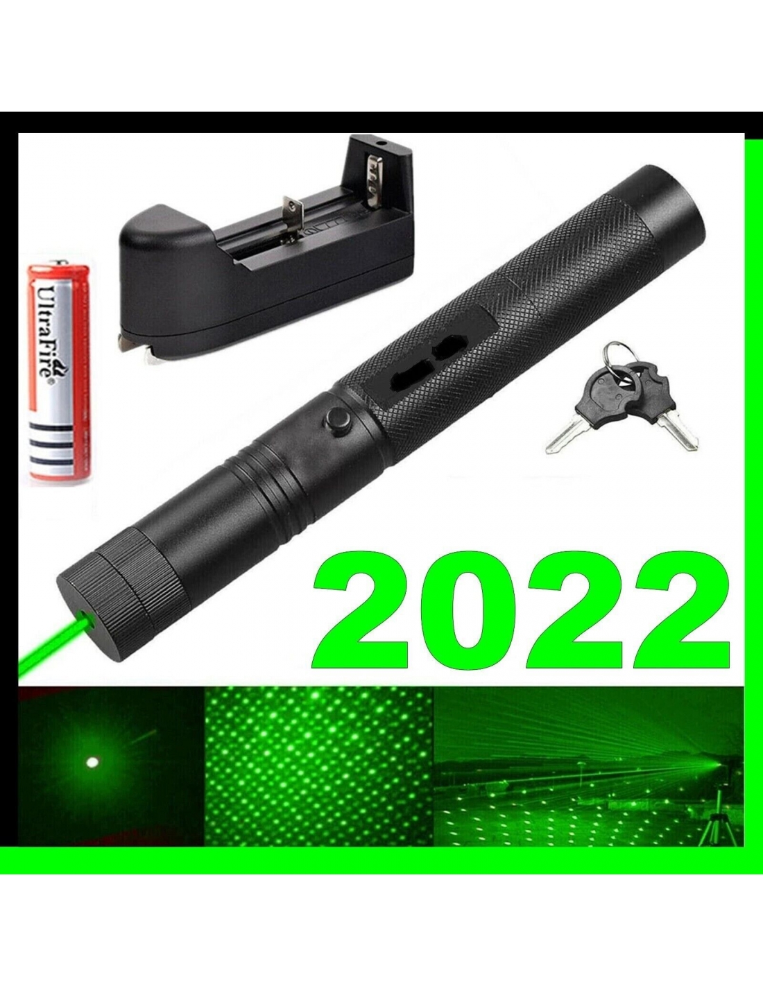 Penna Puntatore Laser Regolabile 532nm Verde 1mw Batteria Luce