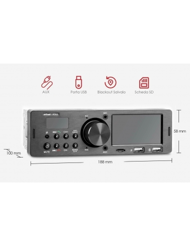 Autoradio ieGeek K305 RDS Bluetooth 5.0 Stereo FM/AM 1 DIN 4x60W 7 colori