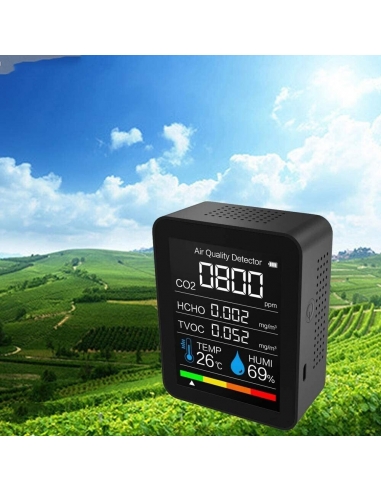 Misuratore Digitale Sensore di Umidità di Temperatura Tester CO2 TVOC HCHO