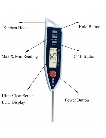 Termometro per alimenti digitale con display elettronico TP300