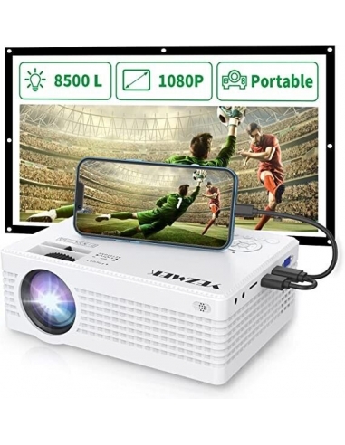 YEZMEK Proiettore Portatile Full HD 1080P Compatibile con TV-Stick  Smartphone PC
