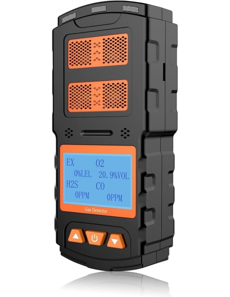 CHNADKS Rilevatore di Gas Portatile 4 in 1 EX O2 H2S CO Monitor con Display LCD