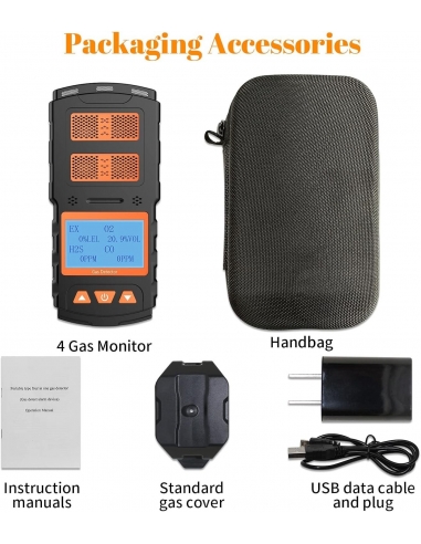 CHNADKS Rilevatore di Gas Portatile 4 in 1 EX...