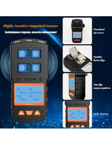 CHNADKS Rilevatore di Gas Portatile 4 in 1 EX...