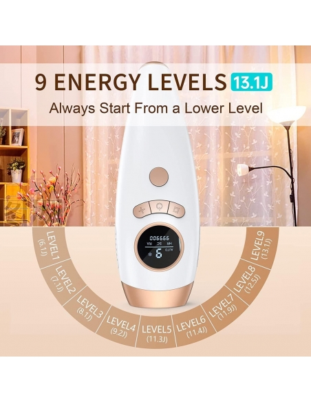 AI18 Epilatore laser IPL 999.999 con 2 modalità flash 5 Livelli Energia corpo