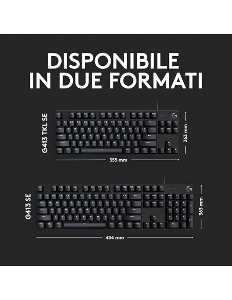 Logitech G413 Tastiera per Giochi Meccanica Retroilluminata - Nera