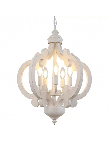 KMaiPem Lampadario in legno bianco anticato...