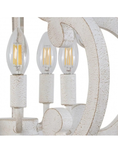 KMaiPem Lampadario in legno bianco anticato...