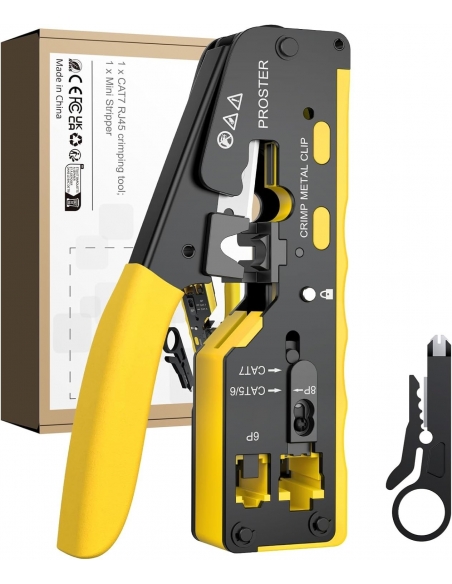 Proster Pinza Crimpatrice RJ45 Professionale Pass Through Multifunzione