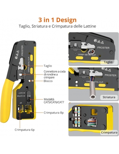 Proster Pinza Crimpatrice RJ45 Professionale...