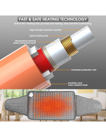 Arlierss Termoforo Elettrico Fascia Lombare Riscaldata 6 Livelli Collo Schiena